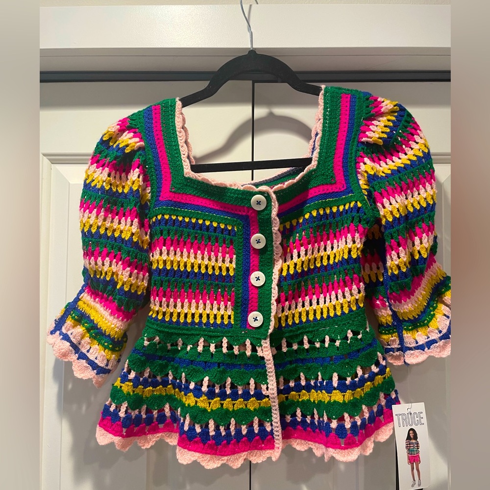 *NEW* with tags crochet rainbow color peplum top